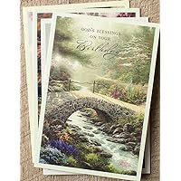 DaySring - God's Blessings on Your Birthday - Thomas Kinkade Painter of Light - 4 Design Assortment With Sciprutre - 12 Birthday Boxed Cards & Envelopes (86068)