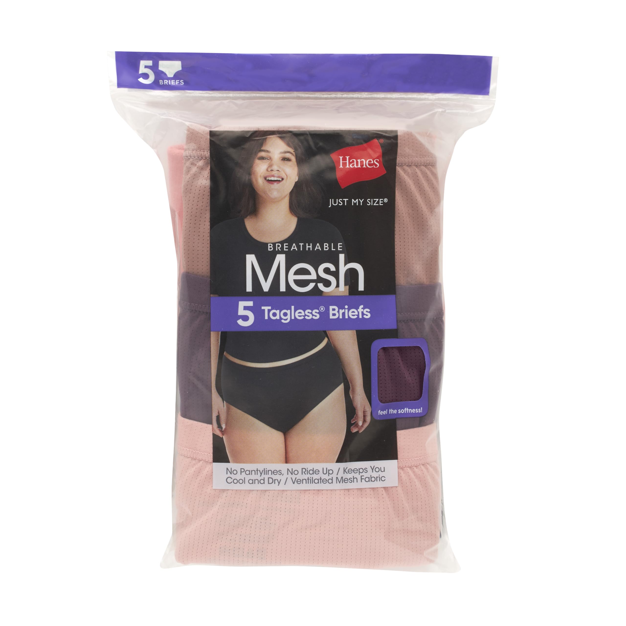 Hanes Mesh Brief, Breathable Panties for Women, No-Show Underwear, 5-Pack