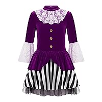 Kids Girls Pirate Princess Costumes Long Sleeve Velvet Role Play Dress Halloween Cosplay Theme Party Fancy Dress