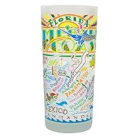 Catstudio Drinking Glass, Emerald Coast Frosted Glass Cup for Kitchen, Bar Glass Drinking Glasses, Everyday Drinking Cup or Cocktail Glass, 15oz Dishwasher Safe Glass Tumbler, Wedding Gifts