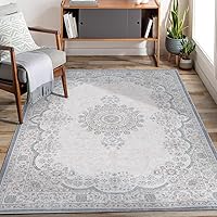 Machine Washable 9x12 Area Rug with Non Slip Backing for Living Room, Bedroom, Bathroom, Kitchen, Printed Vintage Home Decor, Floor Decoration Carpet Mat (Cream, 9' x 12')