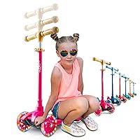 Kicksy - Kids Scooter - Toddler Scooter for Kids 2-5 Adjustable Height - 3 Wheel Scooter for Kids Ages 3-5 Boys & Girls - Kids Three Wheel Scooter with Light Up LED Wheels