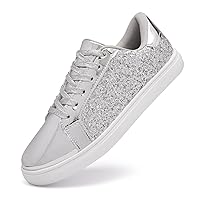 Women's Glitter Shoes Fashion Shiny Sequin Sneakers Tennis Sparkly Shoes Rhinestone Bling Shoes with Lace up