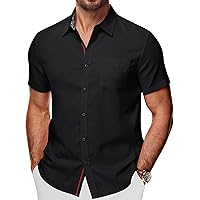 PJ PAUL JONES Mens Button Down Short Sleeve Shirt Casual Wrinkle Free Dress Shirt Summer Shirts with Pocket