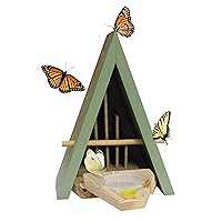 Butterfly House and Feeder -- Natural Habitat to Attract Butterflies to Your Garden (Blue)