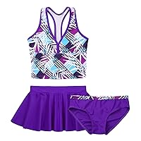 CHICTRY Kids Girls 3pcs Tankini Sets Halter Top Swimwear Swimsuit with Ruffle Skirt