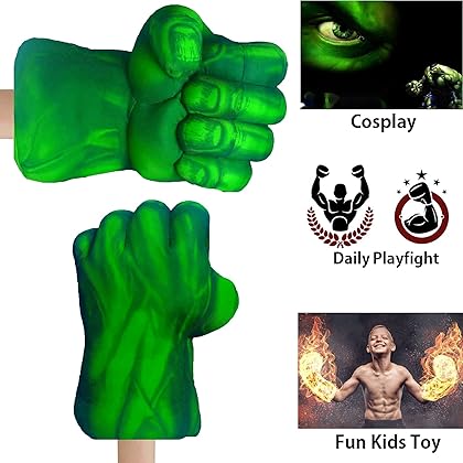 Incredible HOK Superheros Gauntlet Smash Hands Fists Big Soft Plush Gloves Pair Costume Green