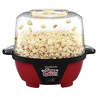 Stir Crazy Popcorn Machine Electric Hot Oil Popper Includes Large Lid for Serving Bowl and Convenient Nesting Storage, 6-Quart, Red