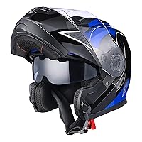 AHR Motorcycle Helmet Dual Visor Modular Flip up Full Face Helmet DOT Approved - AHR Helmet Run-M1 & M3 for Adult Motorbike Street Bike Moped Racing