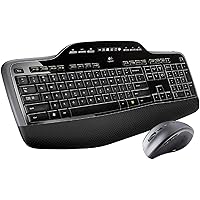 Logitech MK710-RB Desktop Wireless Keyboard/Mouse Combo, Hyper-Fast Scrolling Wireless Mouse USB, Keyboard with LCD Dashboard, Long Battery Life, Black (Renewed)