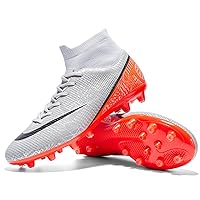 Kids Soccer Shoes Artificial Ground Youth Soccer Cleats Boys Spike AG High-Top Football Boots for Outdoor Training