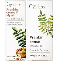Frankincense & Myrrh Roll On & Frankincense Oil for Skin Set - Essential Oils Aromatherapy Roll On with Essential Oil Set - 2x0.34 fl oz - Gya Labs
