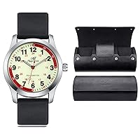SIBOSUN Wrist Watch for Nurse, Medical Students,Doctors,Unisex Easy to Read Watches Quick Release Band Watch Roll Travel Case Watch Box Luxury PU Leather 3 Slot Travel Portable Jewelry Black