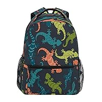 Kcldeci Toddler Backpack for School Lizards Colorful Geckos Boys Girls Kids School Bags Bookbag Elementary Children Bookbags Casual Travel Back Pack