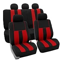 FH Group Car Seat Covers Full Set Cloth - Universal Fit, Automotive Seat Covers, Low Back Front Seat Covers, Airbag Compatible, Split Bench Rear Seat, Car Seat Cover for SUV, Sedan, Van Red