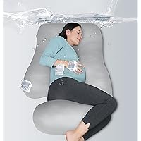 MOON PARK Pregnancy Pillows for Sleeping - U Shaped Full Body Maternity Pillow with Removable Cover - Support for Back, Legs, Belly, HIPS - 57 Inch - Light Grey - Cooling Cover