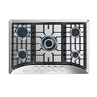 Empava 30 Gas Stainless Steel 5 Italy Sabaf Sealed Burners with NG/LPG Conversion Stove Top Cooktops Designed for Kitchen and RV Use, 30 Inch