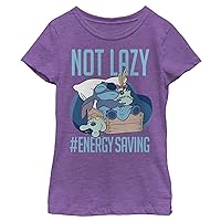 Disney Lilo & Stitch Lazy Energy Girl's Heather Crew Tee
