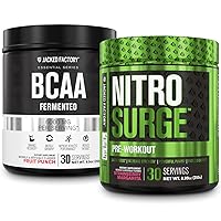 Jacked Factory Nitrosurge Pre-Workout in Strawberry Margarita & BCAA in Fruit Punch for Muscle Building and Recovery