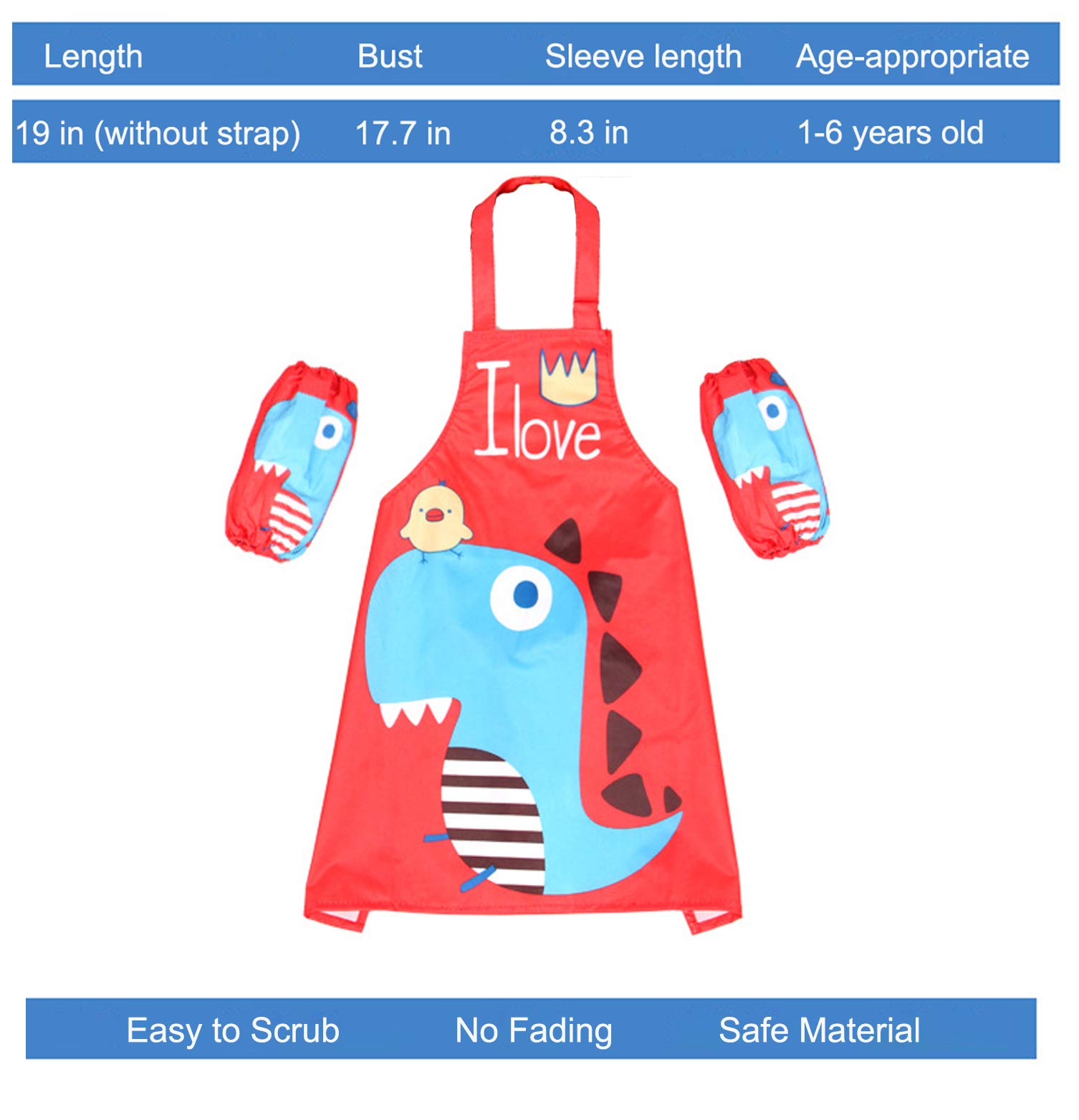 Kids Art Smocks,Adjustable Kids Apron,Children Waterproof Painting Aprons with 2 sleeves for Age 2-5 Years.