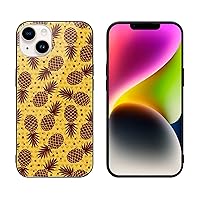 Brown Pineapple Protective Phone Case Ultra Slim Glass Case Shockproof Phone Cover Shell Compatible for iPhone 14 Plus