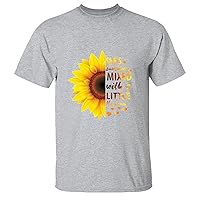 Shes Sunshine Mixed with a Litlle Hurricane Funny Sunflower Graphic Vintage Flower for Girls Lady Women Men Women White Gray Multicolor T Shirt