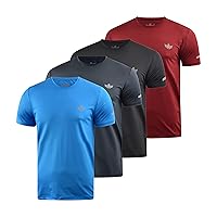 kandor T-Shirts for Men Pack of 4, Breathable Short Sleeve Crew Neck Quick Dry Stretch Top Gym T-Shirt