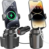 APPS2Car Solid Cup Holder Phone Mount & 15W Wireless Car Charger Cup Phone Holder