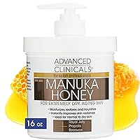 Advanced Clinicals Manuka Honey Cream Face Moisturizer & Body Butter Lotion For Dry Skin | Firming & Hydrating Miracle Balm Skin Care Moisturizing Lotion For Women, Wrinkles, & Sun Damaged Skin, 16oz