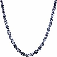 LIFETIME JEWELRY 5mm Chain for Men & Women Diamond Cut Rope Chain for Men & Necklace Chain for Women 16 to 36 Inch Black | Gunmetal | Stainless Steel