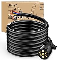 Nilight 16 Feet 7 Way Inline Trailer Cord Heavy Duty 7 Pin RV Blade Trailer Side Wiring Harness 7 Pole Double Prongs Trailer Extension Cord for Towing Vehicle Truck Camper RV, 2 Years Warranty