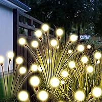 Firefly Lights Solar Outdoor, 4-Pack 32 LED Swaying Solar Garden Lights Waterproof, 30% Brighter, Money-Saving Patio Decor, Warm White