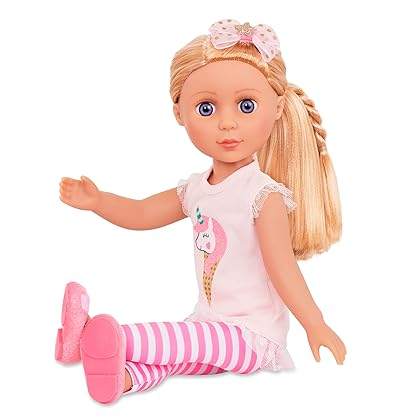 Glitter Girls Lacy 14 Inch Doll Wearing Pink Tunic, Striped Leggings, Hair Bow And Ballet Shoes - Dolls For 3+ Year Old Girls