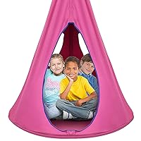 Sorbus Pod Swing for Kids - Durable Hanging Hammock Chair w/Adjustable Rope - 2 Windows & 1 Entrance - Tree Tent Sensory Swing for Kids Indoor Outdoor Use - 250lbs Sturdy Nest Swing - (Pink)