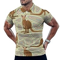 Australian Kangaroo Men's Golf Polo-Shirt Short Sleeve Jersey Tees Casual Tennis Tops XL