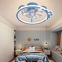 Led 85W Bedroom Ceiling Fan Light Stepless Dimming,Smart Ceiling Fans with Lights and Remote/App Control,Silent Fan Ceilingps,Kids Fan Lighting Adjustable 6-Speed Wind/Blue/C