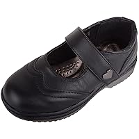 Childrens Kids Girls Slip On Faux Leather Smart Formal School Touch and Close Shoes