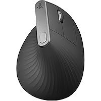 MX Vertical Wireless Mouse – Ergonomic Design Reduces Muscle Strain, Move Content Between 3 Windows and Apple Computers, Rechargeable, Graphite - With Free Adobe Creative Cloud Subscription