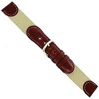 16mm Milano Beige Fabric Brown Leather Swiss Army Style Mens Watch Band Reg