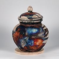 Tamashii Ceramic Half Copper Matte Urn for Pet Remains/Ashes S/N80000032 - Raku Pottery 85 Cubic inches Unique Handmade Cremation Vessel