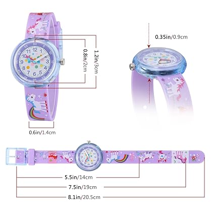 Jewtme Kids Time Teacher Watches 3D Cute Cartoon Silicone Children Toddler Butterfly Wrist Watches for Ages 3-10 Boys Girls Little Child