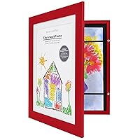 Americanflat Front Loading Kids Art Frame in Apple Red - 8.5x11 Picture Frame with Mat and 10x12.5 Without Mat - Kids Artwork Frames Changeable Display - Frames for Kids Artwork Holds 100 Pieces