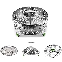 Steamer Basket Stainless Steel Vegetable Steamer for Cooking Basket Folding Steamer Insert for Veggie Fish Seafood Boiled Cooking - Adjustable Expandable to fit Various Size Pot (5.1' to 9')