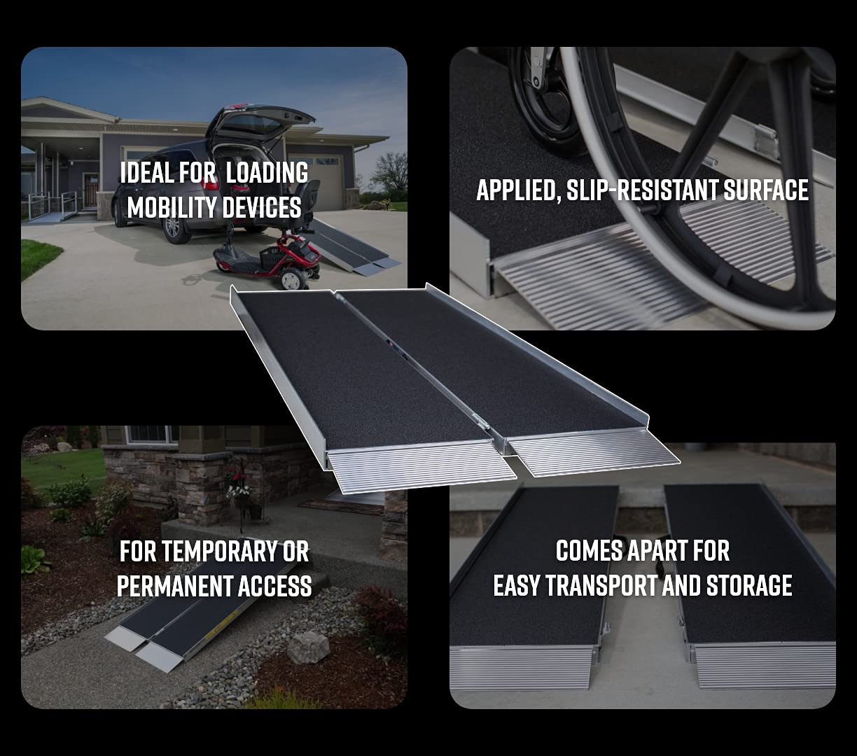 EZ-Access Suitcase Singlefold Portable Ramp with an Applied Slip-Resistant Surface, 2 Foot