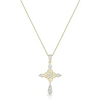 NATALIA DRAKE Antique Style 1/4 Cttw Cross Diamond Necklace for Women in 925 Sterling Silver