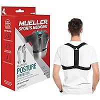 MUELLER Sports Medicine Posture Corrector for Women and Men, Adjustable Back Support for Scoliosis, Kyphosis & Text Neck, One Size, Black