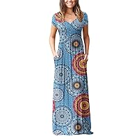 GRECERELLE Womens Casual Long Dress Short/Long Sleeve Summer Loose Maxi Dresses with Pockets