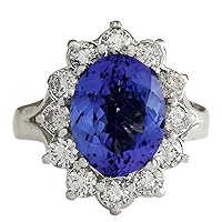 5.03 Carat Natural Blue Tanzanite and Diamond (F-G Color, VS1-VS2 Clarity) 14K White Gold Luxury Engagement Ring for Women Exclusively Handcrafted in USA