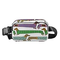 Cartoon Dachshund Dogs Fanny Packs for Women Men Everywhere Belt Bag Fanny Pack Crossbody Bags for Women Fashion Waist Packs with Adjustable Strap Waist Bag for Outdoors Sports Travel Shopping