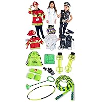 Born Toys Trunk Set of Hero & First Responders (Police, Fireman, Doctor), and Exercise & Gym Workout Equipment Set for Boys and Girls Dress Up & Pretend Play Ages 3-7